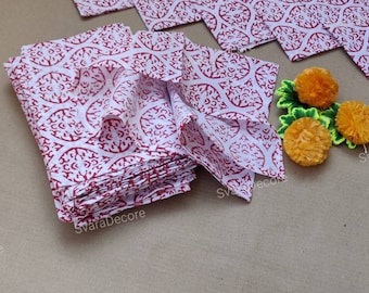 4 Pieces Of Beautiful Voile Hand Block Printed Cotton Napkins Abstract Handmade Indian Decoration Dining Set Abstract Decorative Napkins