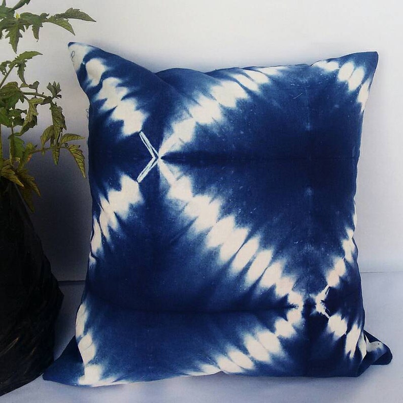 Decorative Pillow Cases Indian Tie Dyed Indigo Blue Cushion Etsy