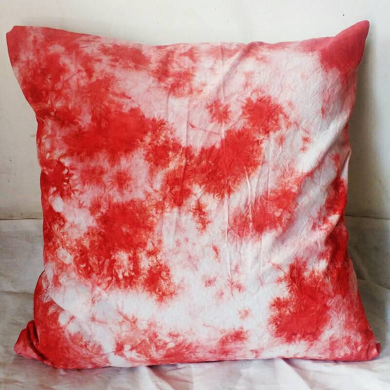 Decorative Pillow Cases Indian Art Red Tie Dyed Red&White Etsy