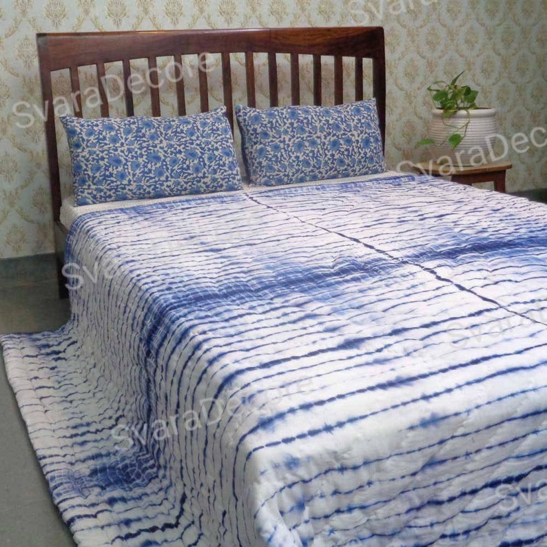 Decorative Blanket Duffle Blanket Indian Tie Dyed Indigo Blue Etsy