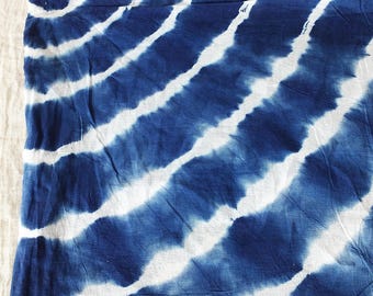 Indigo Blue Tie Dyed Cotton Fabric Shibori Vouwtechnieken Quilten Puur Katoen Stof Apperals 44 inch breed op maat gesneden voor knutselen
