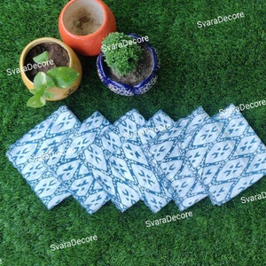 4 Pieces Of Beautiful Voile Hand Block Printed Cotton Napkins Abstract Handmade Indian Decoration Dining Set Abstract Decorative Napkins
