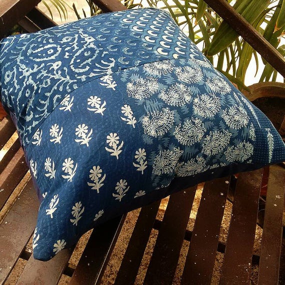 PURE COTTON HAND BLOCK PRINT CUSHION COVER INDIAN PILLOW CASE THROW ETHNIC DECOR