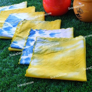 4 Stück Wunderschöne Shibori Indigo Servietten Handgemachte Tie Dye Japanische Technik Indische Dekoration Ess Set Abstrakte Dekorative Servietten