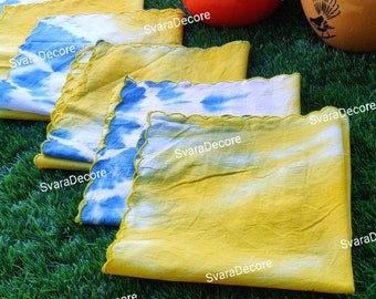 4 Pieces Of Beautiful Shibori Indigo Napkins Handmade Tie Dye Japanese Technique Indian Decoration Dining Set Abstract Decorative Napkins