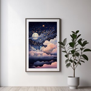 Starry Night Sky Print - Digital Download - Stargazing Landscape - Art Print