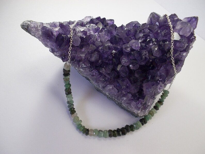 Emerald Jewellery Emerald Necklace Emerald Sterling Silver Necklace Emerald. Dainty Emerald Sterling Silver Necklace