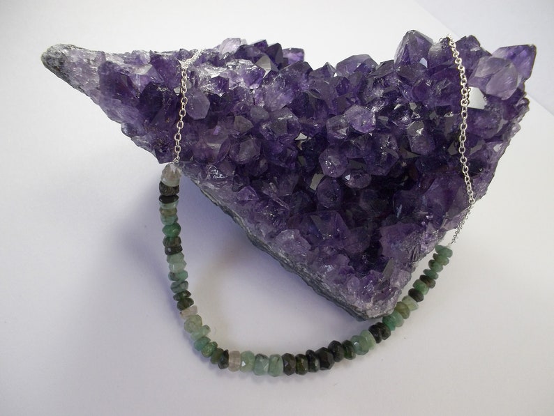 Emerald Jewellery Emerald Necklace Emerald Sterling Silver Necklace Emerald. Dainty Emerald Sterling Silver Necklace