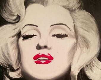 Original Hand Painted Marilyn Monroe on square box canvas