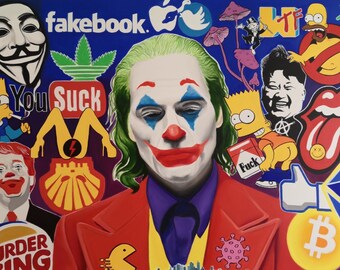 Acrylic hand painted Joker's Cave 100x150cm canvas based on The Joker Movie