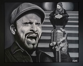 Portrait of FISH - Bartek Waglewski - Polish Musician - Original hand painted acrylic on canvas board