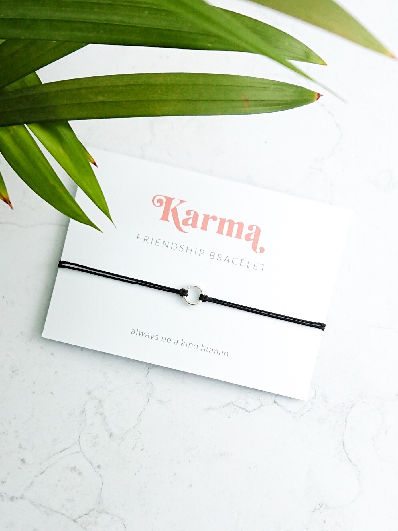 Minimalist Karma Bracelet Black String Bracelet Yoga Circle Etsy UK
