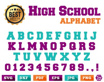 High School Monogram Font Svg Sport Letters Svg College Font Svg University Alphabet Svg Silhouette Font Svg Dxf Varsity Cricut Files