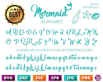 Mermaid Monogram Font Svg Mermaid Alphabet Svg Fish Tail Initials Svg Fish Tail Monogram Font Svg Mermaid Letters Cricut Silhouette Dxf Svg