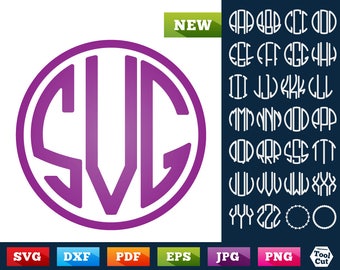 Monogram SVG Monogram Letters For Cricut & Silhouette Bubble Monogram Svg Balloon Monogram Font Svg Circular Monogram Svg Circle Initials