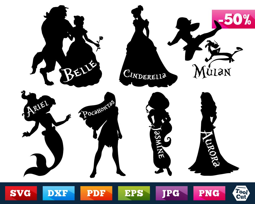 Disney Svg Princess Svg Disney Princess Silhouette Svg Dxf ...