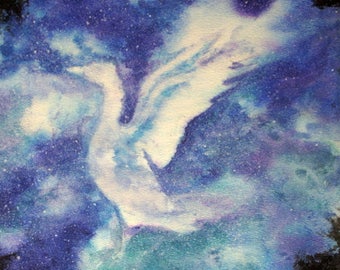 IMPRESIÓN DE ARCHIVO, Night Sky Dreams, pájaro volando en el cielo lleno de estrellas