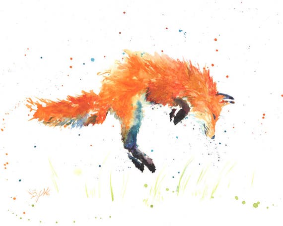 11x14 archival giclee print artwork reproduction of original mixed media soft pastel and vintage book page collage Sitting Fox on Collage