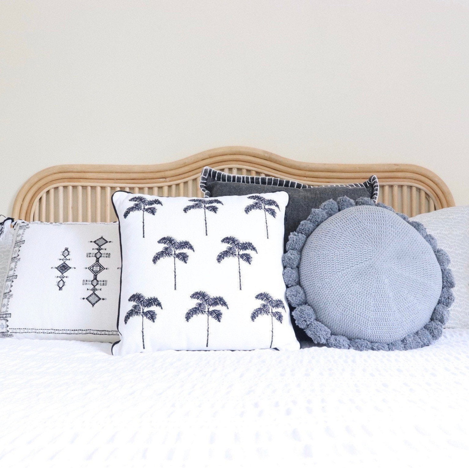 Grey Marle 100 Round Cotton Pom Pom Cushion Home Decor Etsy