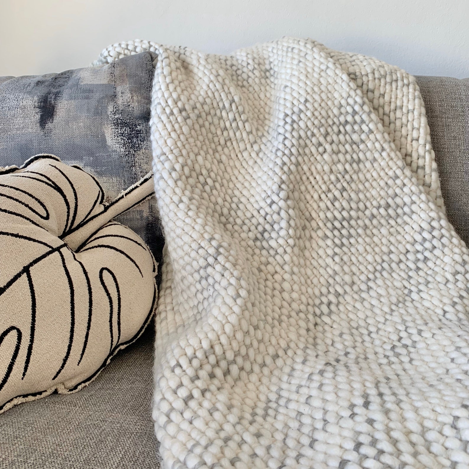 Ivory chunky knit throw blanket for bed chair couch or sofa. Etsy