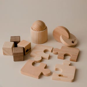 Montessori Inspired Starter Baby and Toddler Wooden Block Play Set