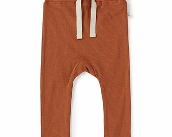 Organic Cotton Rib Baby Pants – Biscuit Color, Fitted Style