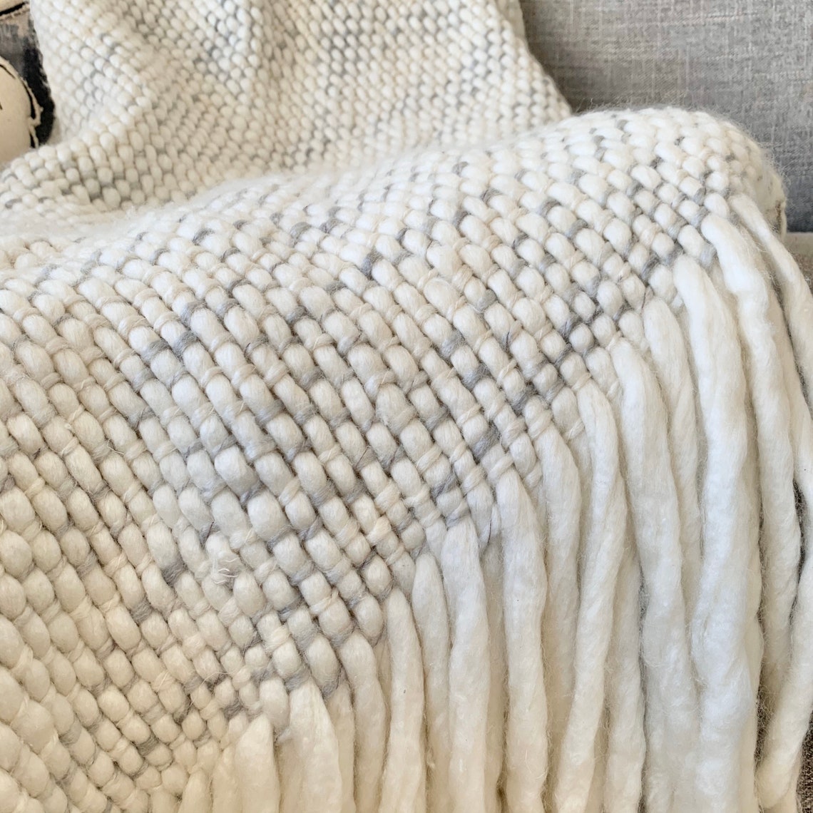 Ivory chunky knit throw blanket for bed chair couch or sofa. Etsy