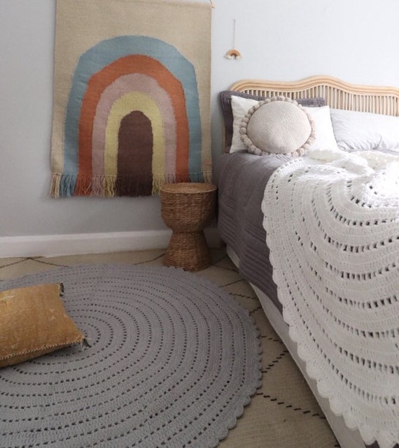White Or Light Grey Kids Rug Toddler Rug Baby Mat Nursery Rug Play Mat 100 Cotton