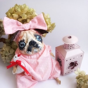 Unique Pug Toy for Home Decor - Fabric Pug Figurine, Whimsical Room Accent