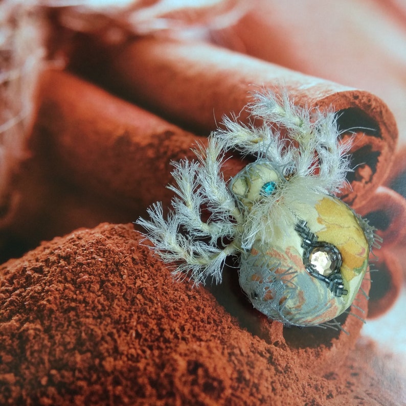 spider cloth brooch halloween cloth spider large brooch Spider brooch textile brooch