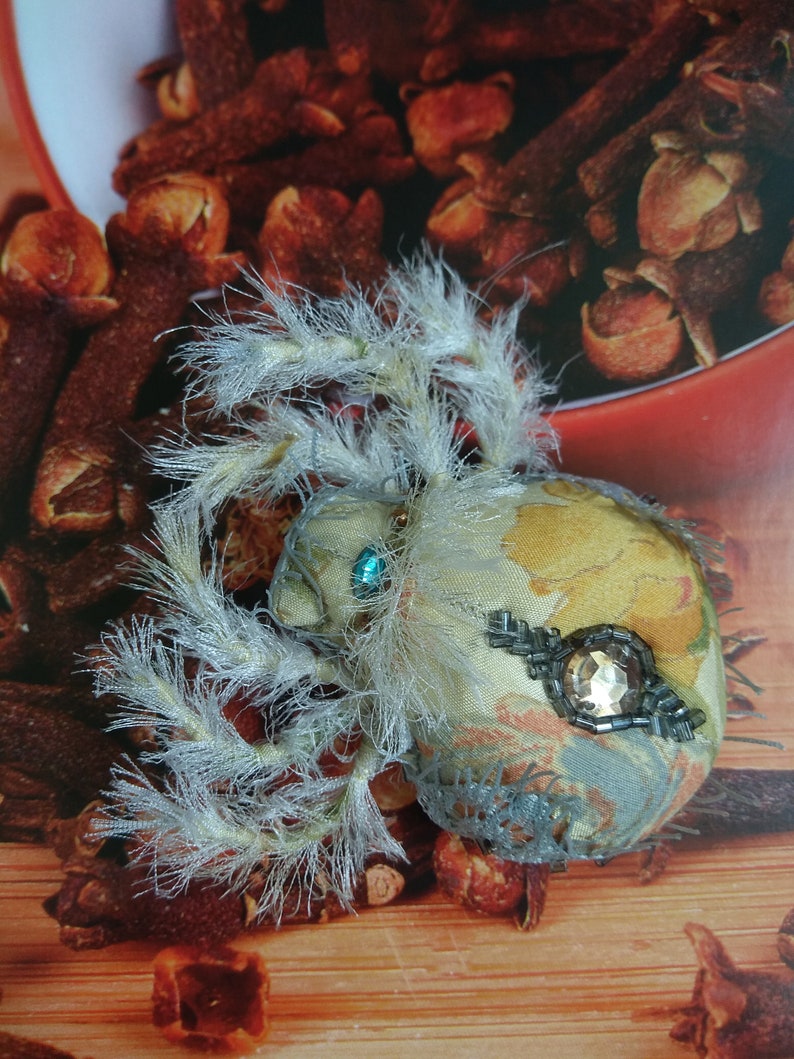 spider cloth brooch halloween cloth spider large brooch Spider brooch textile brooch