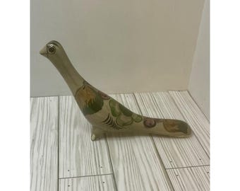 Cerámica mexicana vintage con forma de pájaro correcaminos de Tonalá