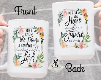 Jeremiah 29:11 Floral Coffee Mug, Inspirational Bible Verse