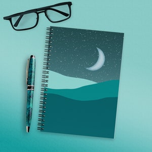 Teal Desert Moon Spiral Notebook: Boho Moonrise Journal