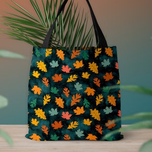 Fall Tote Bag Leaves, Fall Tote Bag, Autumn Tote Bag, Autumn Leaves Tote Bag, Fall Gift Bag, Carryall, Large Tote Bag, Fall Gifts For Her
