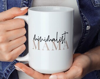 Minimalist Mama Boho Mug, Black or Rust Accent, Ceramic Coffee Cup