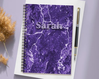 Marble Spiral Notebook, Personalize Gift, Spiral Notebook, Purple Marble Journal, Notebook, Custom Notebook, Personalized Notebook, Amethyst