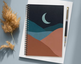 Abstract Mountain Desert Notebook, Teal & Terra Cotta Desert SPIRAL Notebook, Mountain Spiral Notebook, Geometric Print, Desert Notebook