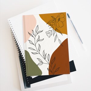 Abstract Floral Line Art Hardcover Journal: Minimalist Boho Notebook