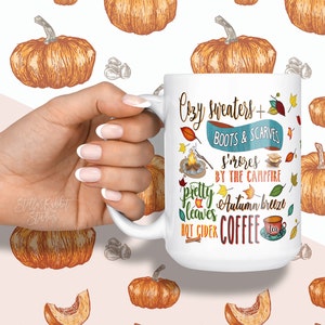 PUMPKIN SPICE Mug, Pumpkin Spice and Everything Nice, Fall Mug, Coffee Cup, Pumpkin Mug, Pumpkin Latte, Sweater Weather Mug, Cuddle Weather White / 15 oz