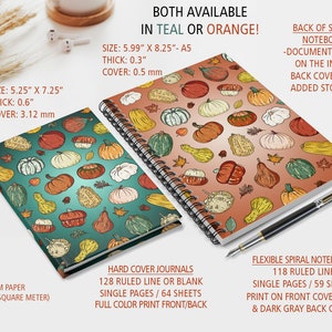 PUMPKIN NOTEBOOK Fall Spiral Notebook Cute Notebook Orange - Etsy