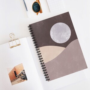 Desert Moon Neutral SPIRAL Notebook, Abstract Spiral Notebook, Geometric Print, Notebook, Custom Notebook, Boho Notebook, Desert Print