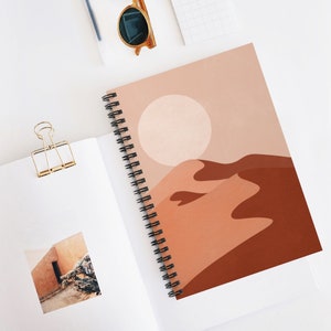 Desert Sand Dune SPIRAL Notebook, Spiral Notebook, Sunset Print, Geometric Print, Custom Notebook, Boho Notebook, Boho, Desert Print