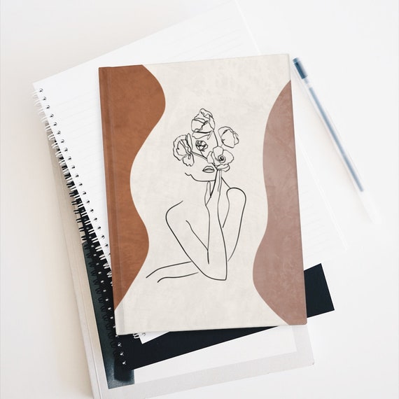 Abstract Floral Line Art Journal, Minimalist Line Drawing, Abstract  Geometric Journal, Line Art Notebook, Boho Journal, Boho Single Line Art 