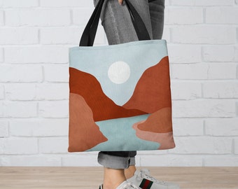 Mountain Stream Tote Bag, Moon Tote Bag, Desert Moon Tote Bag, Desert Tote Bag, Shopping Bag, Carryall, Large Tote Bag, Tote Bag, Sunset