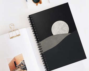 Minimalist Moon Spiral Notebook: Geometric Desert Print