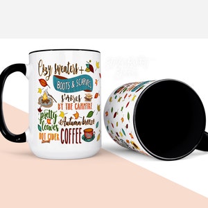 PUMPKIN SPICE Mug, Pumpkin Spice and Everything Nice, Fall Mug, Coffee Cup, Pumpkin Mug, Pumpkin Latte, Sweater Weather Mug, Cuddle Weather BLKinside+handle15oz