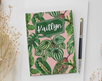 Personalized Plant Leaf Journal: Tropical Pink Notebook