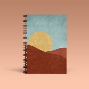 Desert Sands Sunset SPIRAL Notebook, Spiral Notebook, Geometric Print, Notebook, Custom Notebook, Boho Notebook, Bohemian, Desert Sun Print