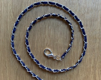 Navy Blue and Silver Aluminum Curb Chain Mask Chain Unisex Men’s Mask Chain Women’s Mask Chain